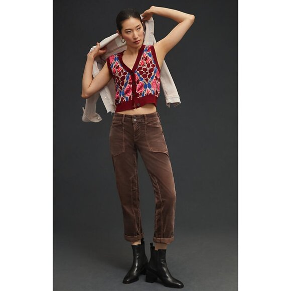Pilcro Anthropologie Womens Size 26 Tall Brown The Wanderer Corduroy Cargo Pants - Picture 1 of 5